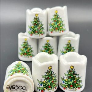 Set of 5 Vintage Enesco Christmas Tree Candle Holders